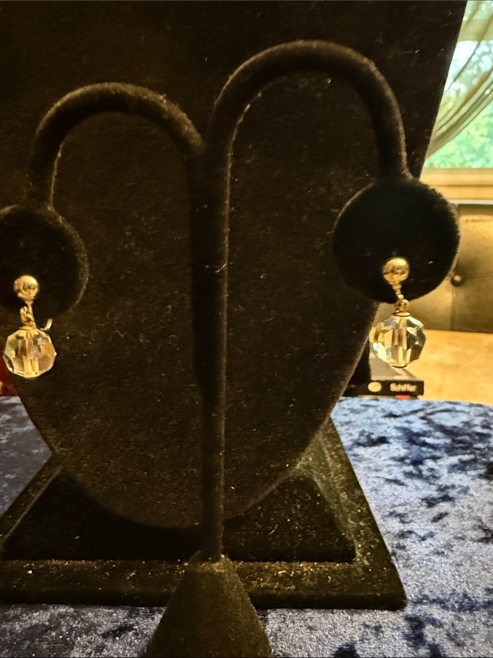 Vintage 1940s sterling silver screw back earrings with faceted crystal drop